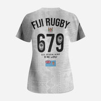 Fijian Rugby Scrub Top Six Seven Nine to The World - Tapa Pattern