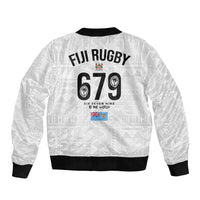 Fijian Rugby Sleeve Zip Bomber Jacket Six Seven Nine to The World - Tapa Pattern LT03 - Polynesian Pride