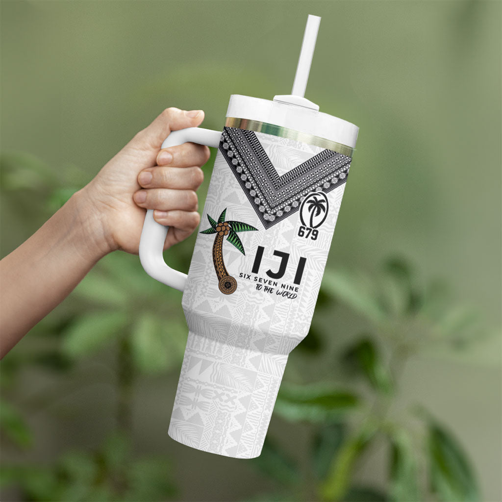Fijian Rugby Tumbler With Handle Six Seven Nine to The World - Tapa Pattern LT03 - Polynesian Pride