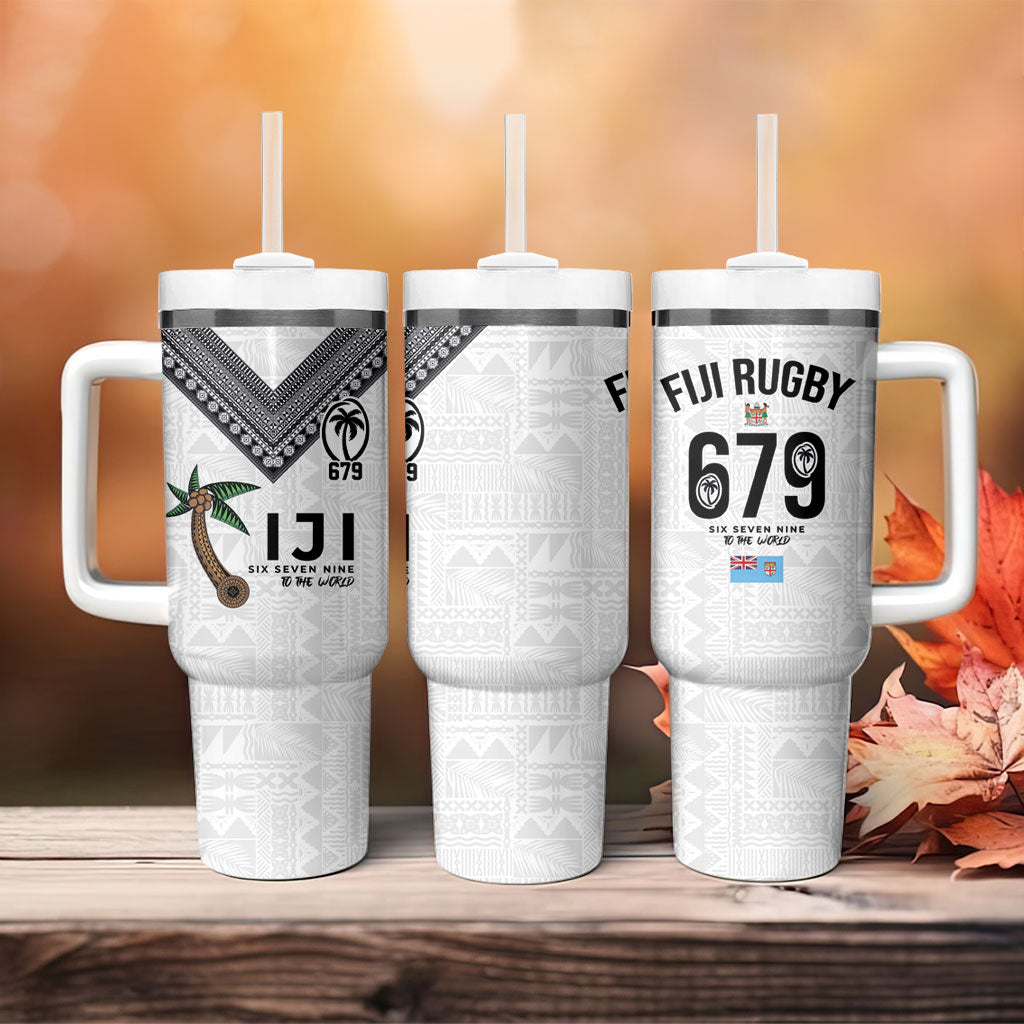 Fijian Rugby Tumbler With Handle Six Seven Nine to The World - Tapa Pattern LT03 - Polynesian Pride