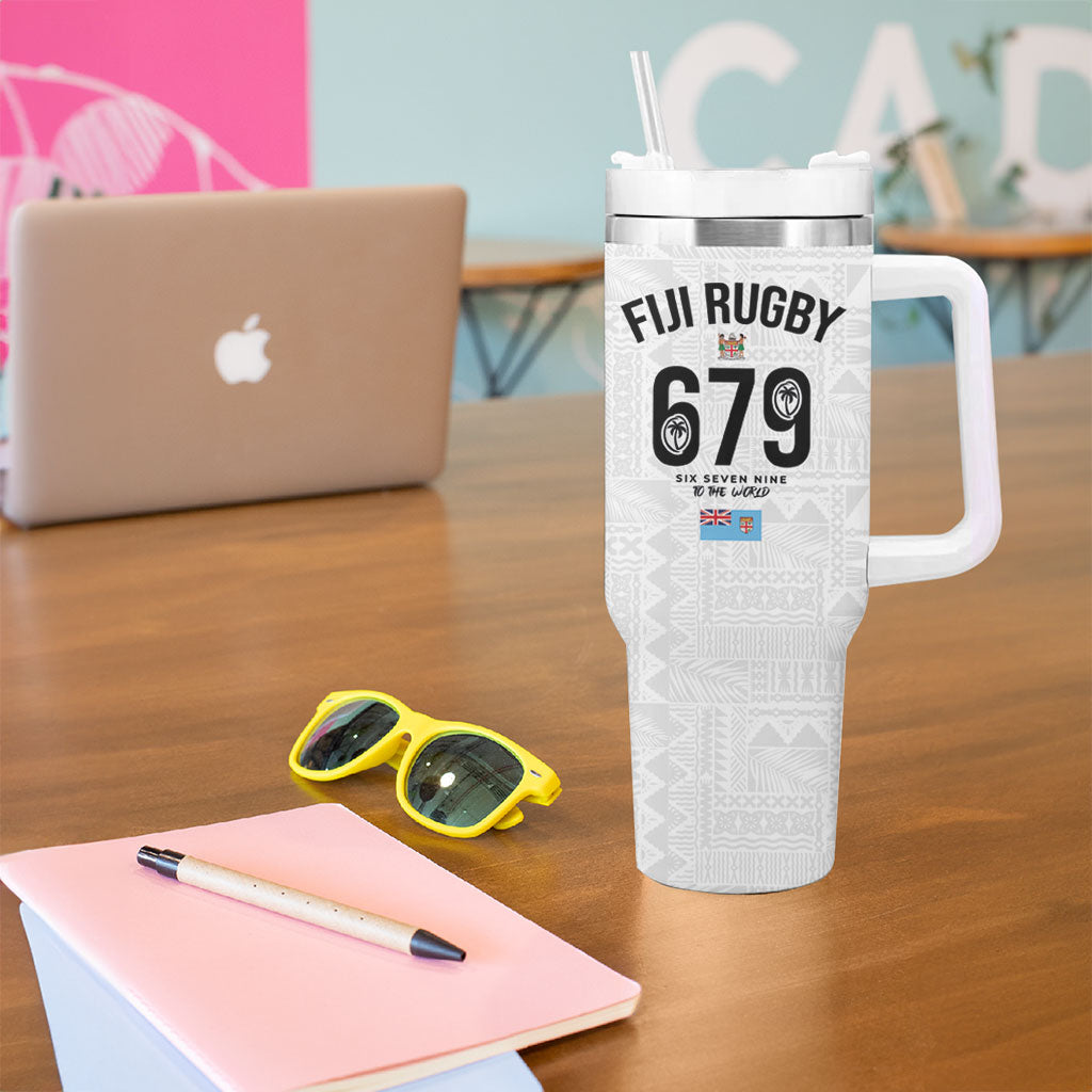 Fijian Rugby Tumbler With Handle Six Seven Nine to The World - Tapa Pattern LT03 - Polynesian Pride