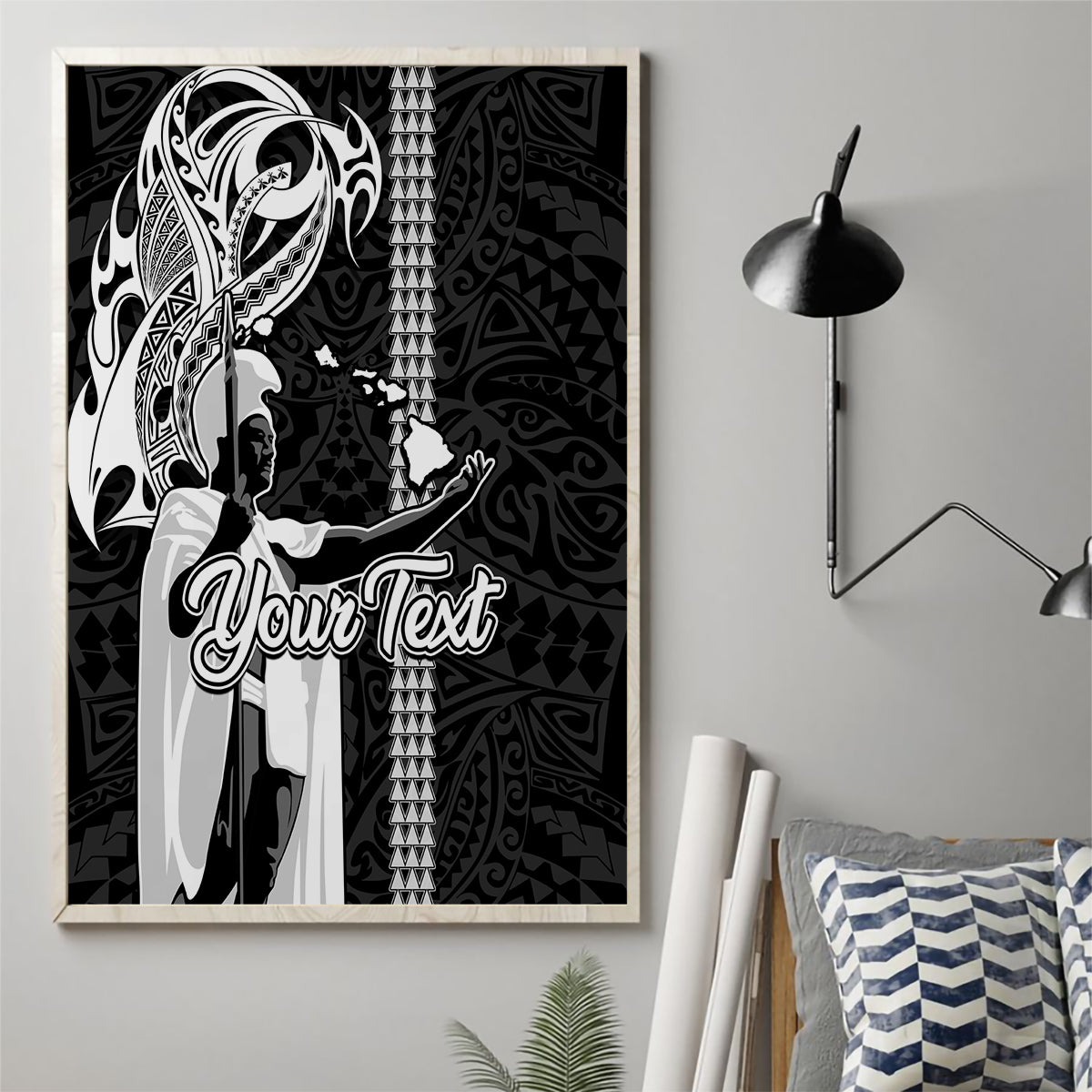 Custom Hawaii Lanai Island Canvas Wall Art Hawaiian King and Kakau Symbols Abstract Shoulder Tattoo LT03 - Polynesian Pride