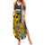 Hawaii Molokai Island Family Matching Summer Maxi Dress and Hawaiian Shirt Hawaiian Warrior and Kakau Symbols Abstract Tattoo LT03 Mom's Dress Yellow - Polynesian Pride