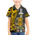 Custom Hawaii Molokai Island Family Matching Mermaid Dress and Hawaiian Shirt Hawaiian Warrior and Kakau Symbols Abstract Tattoo LT03 Son's Shirt Yellow - Polynesian Pride