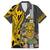 Hawaii Niihau Island Family Matching Long Sleeve Bodycon Dress and Hawaiian Shirt Hawaiian Warrior and Kakau Symbols Abstract Tattoo LT03 Dad's Shirt - Short Sleeve Yellow - Polynesian Pride