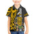 Hawaii Niihau Island Family Matching Mermaid Dress and Hawaiian Shirt Hawaiian Warrior and Kakau Symbols Abstract Tattoo LT03 Son's Shirt Yellow - Polynesian Pride