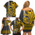 Hawaii Niihau Island Family Matching Off Shoulder Short Dress and Hawaiian Shirt Hawaiian Warrior and Kakau Symbols Abstract Tattoo LT03 - Polynesian Pride