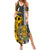 Hawaii Niihau Island Family Matching Summer Maxi Dress and Hawaiian Shirt Hawaiian Warrior and Kakau Symbols Abstract Tattoo LT03 Mom's Dress Yellow - Polynesian Pride