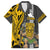 Hawaii Oahu Island Family Matching Off Shoulder Long Sleeve Dress and Hawaiian Shirt Hawaiian Warrior and Kakau Symbols Abstract Tattoo LT03 Dad's Shirt - Short Sleeve Yellow - Polynesian Pride