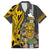 Hawaii Oahu Island Family Matching Short Sleeve Bodycon Dress and Hawaiian Shirt Hawaiian Warrior and Kakau Symbols Abstract Tattoo LT03 Dad's Shirt - Short Sleeve Yellow - Polynesian Pride