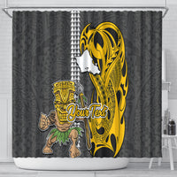 Custom Hawaii Oahu Island Shower Curtain Hawaiian Warrior and Kakau Symbols Abstract Tattoo LT03 - Polynesian Pride