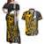 Hawaii Kahoolawe Island Couples Matching Off Shoulder Maxi Dress and Hawaiian Shirt Hawaiian Warrior and Kakau Symbols Abstract Tattoo LT03 Yellow - Polynesian Pride