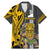 Custom Hawaii Kahoolawe Island Family Matching Mermaid Dress and Hawaiian Shirt Hawaiian Warrior and Kakau Symbols Abstract Tattoo LT03 Dad's Shirt - Short Sleeve Yellow - Polynesian Pride