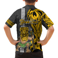 Custom Hawaii Kahoolawe Island Kid Hawaiian Shirt Hawaiian Warrior and Kakau Symbols Abstract Tattoo LT03 - Polynesian Pride