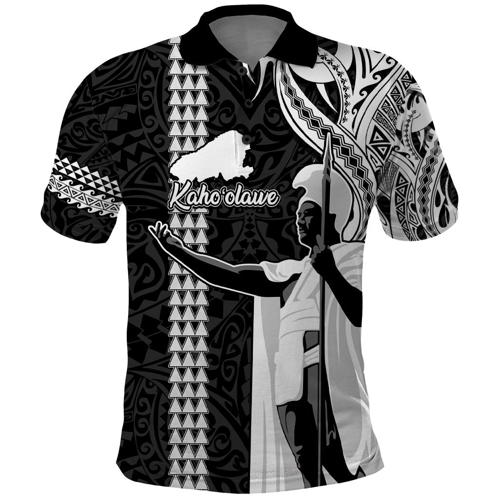 Custom Hawaii Kahoolawe Island Polo Shirt Hawaiian King and Kakau Symbols Abstract Shoulder Tattoo LT03 Black - Polynesian Pride