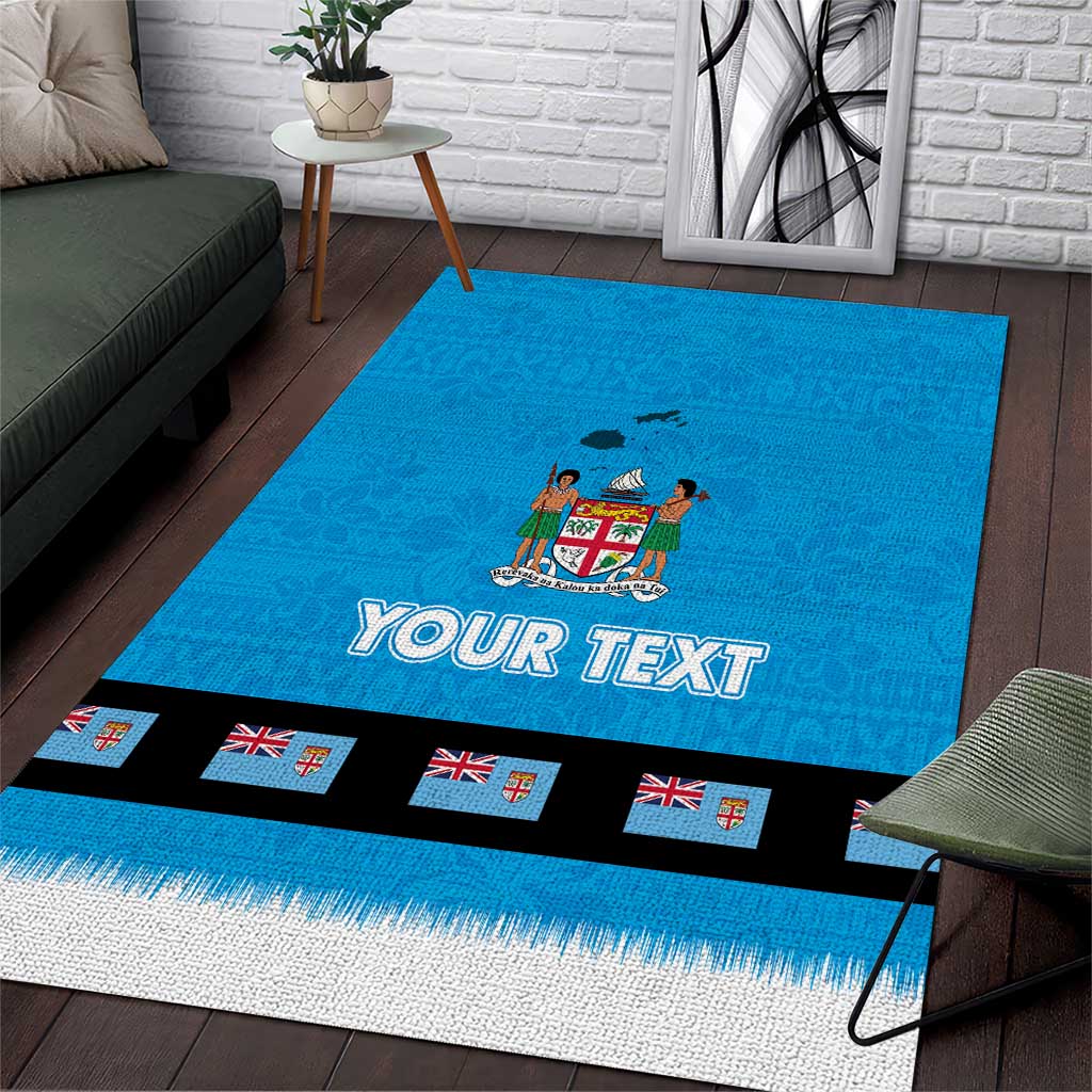 Fiji Merry Christmas Area Rug Santa Suit Style With Tapa Tribal Pattern LT03 Blue - Polynesian Pride