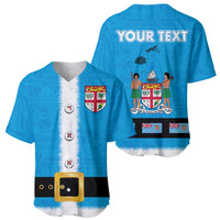 Fiji Merry Christmas Baseball Jersey Santa Suit Style With Tapa Tribal Pattern LT03 - Polynesian Pride