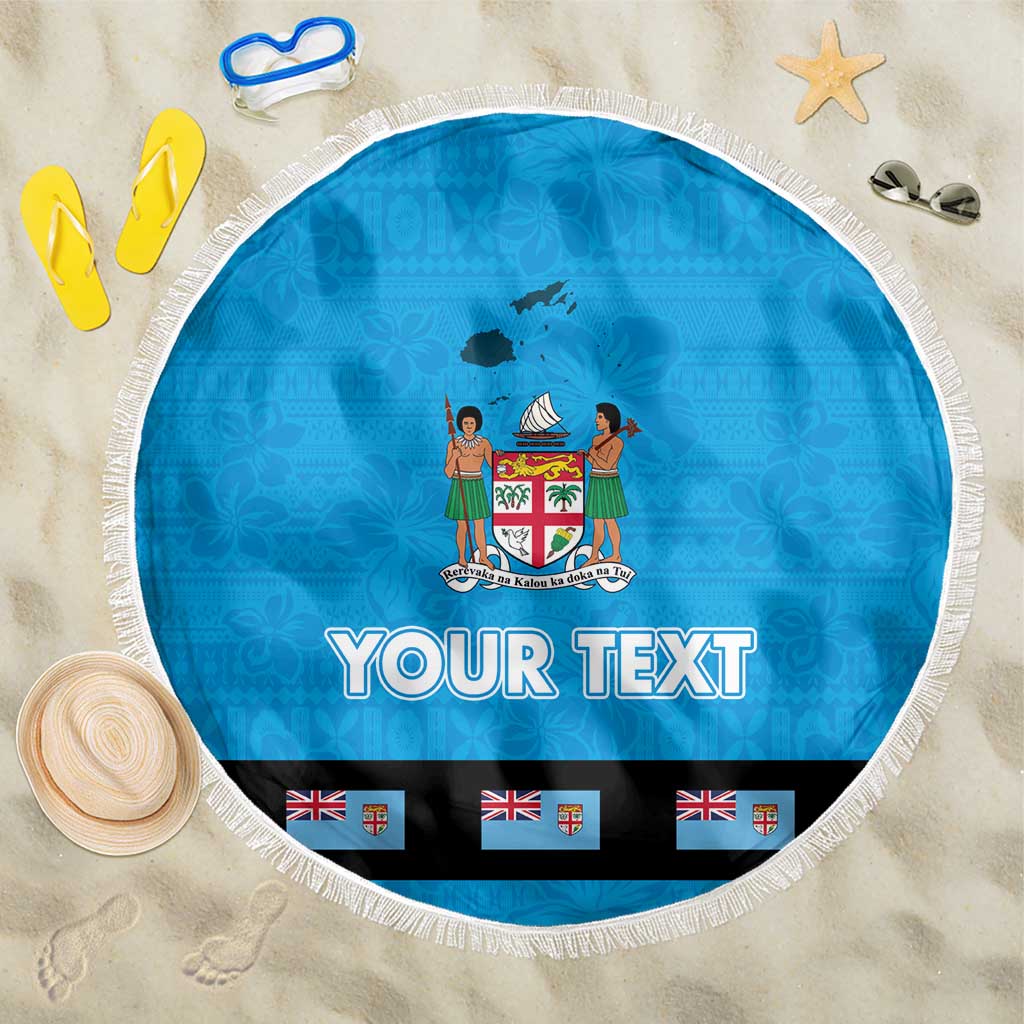 Fiji Merry Christmas Beach Blanket Santa Suit Style With Tapa Tribal Pattern LT03 One Size 150cm Blue - Polynesian Pride