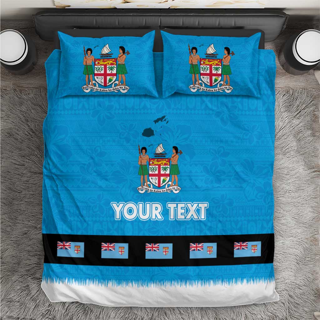 Fiji Merry Christmas Bedding Set Santa Suit Style With Tapa Tribal Pattern LT03 Blue - Polynesian Pride