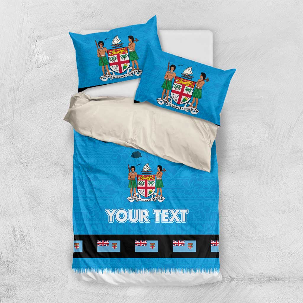 Fiji Merry Christmas Bedding Set Santa Suit Style With Tapa Tribal Pattern LT03 US Twin 172cm x 218cm Blue - Polynesian Pride