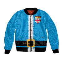 Fiji Merry Christmas Bomber Jacket Santa Suit Style With Tapa Tribal Pattern LT03 Unisex Blue - Polynesian Pride