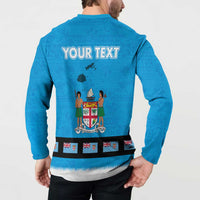 Fiji Merry Christmas Button Sweatshirt Santa Suit Style With Tapa Tribal Pattern LT03 - Polynesian Pride