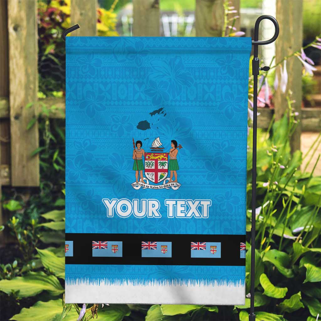 Fiji Merry Christmas Garden Flag Santa Suit Style With Tapa Tribal Pattern LT03 Garden Flag Blue - Polynesian Pride