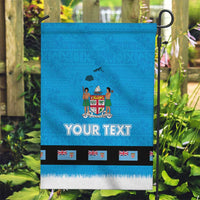 Fiji Merry Christmas Garden Flag Santa Suit Style With Tapa Tribal Pattern LT03 Garden Flag Blue - Polynesian Pride