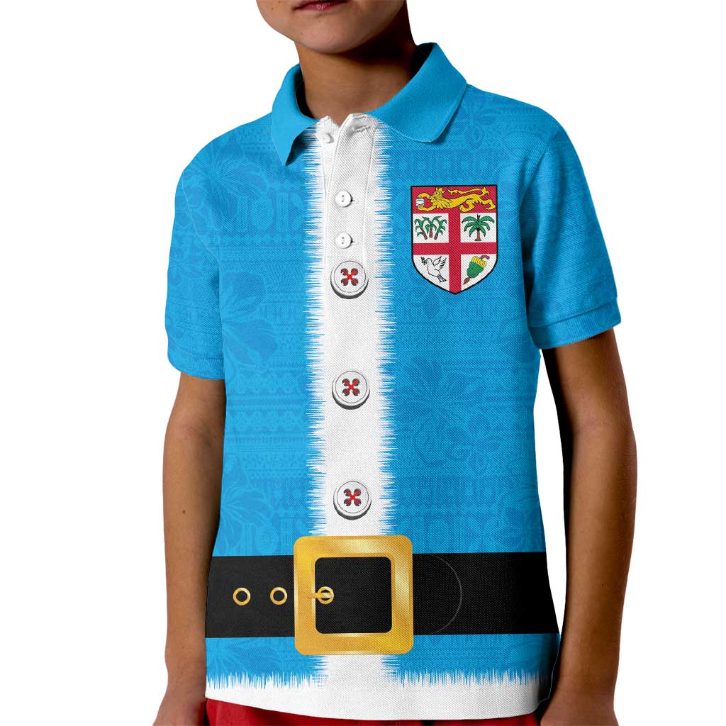 Fiji Merry Christmas Kid Polo Shirt Santa Suit Style With Tapa Tribal Pattern