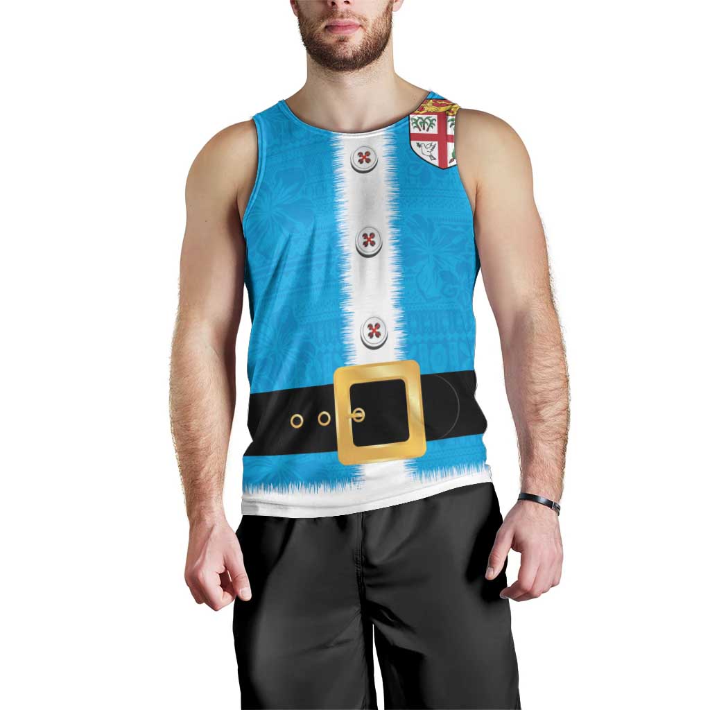 Fiji Merry Christmas Men Tank Top Santa Suit Style With Tapa Tribal Pattern LT03 - Polynesian Pride