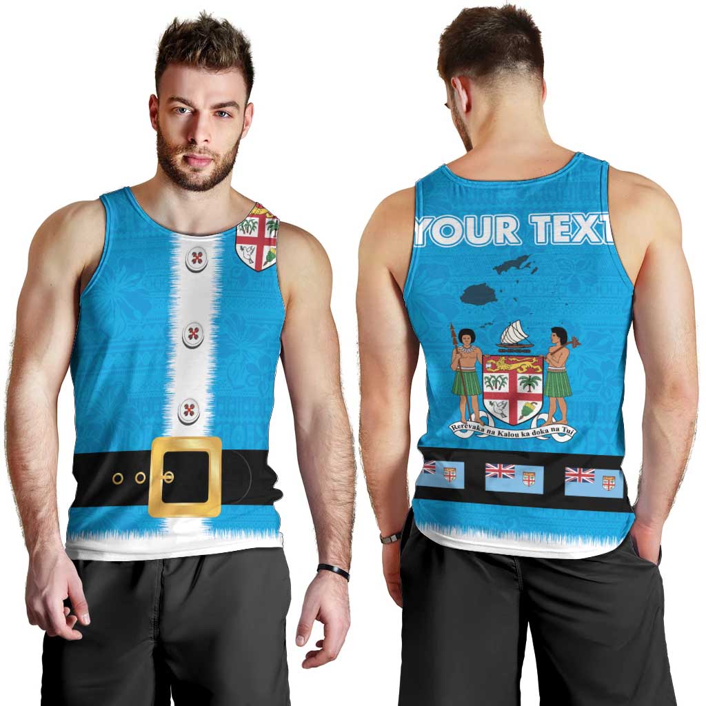 Fiji Merry Christmas Men Tank Top Santa Suit Style With Tapa Tribal Pattern LT03 - Polynesian Pride