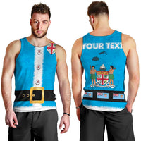 Fiji Merry Christmas Men Tank Top Santa Suit Style With Tapa Tribal Pattern LT03 - Polynesian Pride