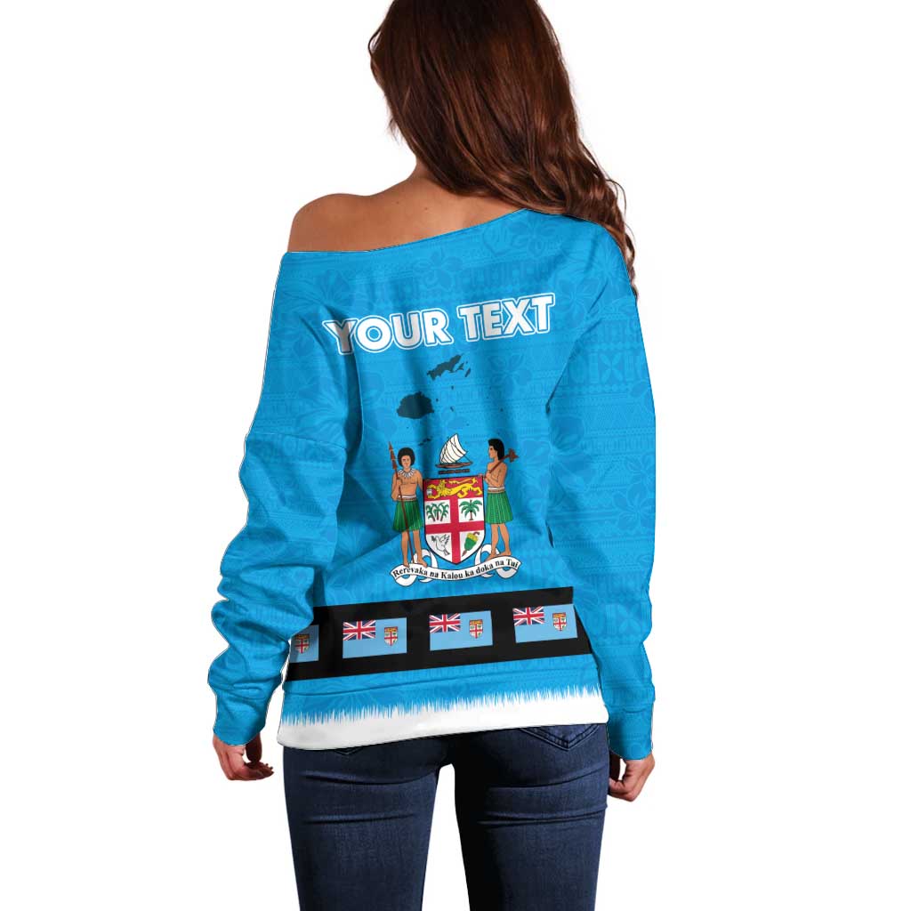 Fiji Merry Christmas Off Shoulder Sweater Santa Suit Style With Tapa Tribal Pattern LT03 - Polynesian Pride