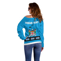 Fiji Merry Christmas Off Shoulder Sweater Santa Suit Style With Tapa Tribal Pattern LT03 - Polynesian Pride