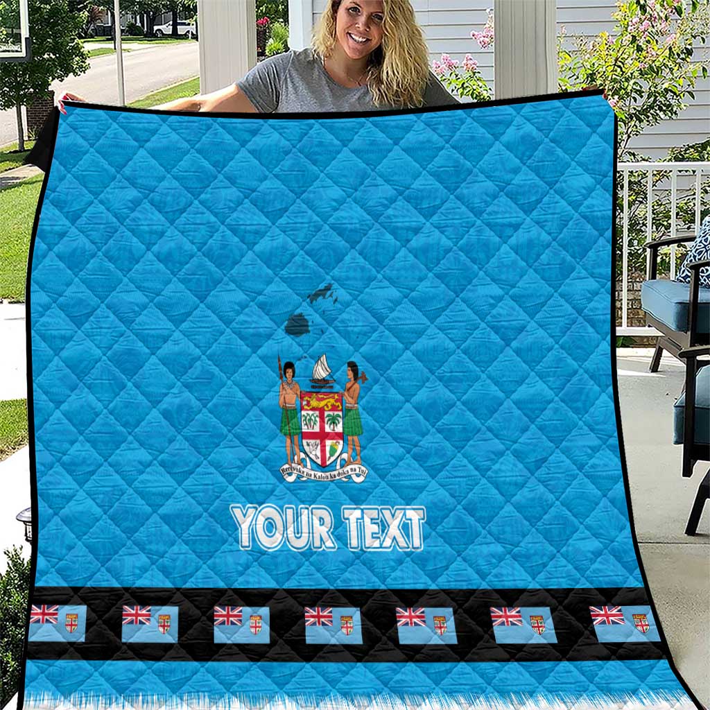 Fiji Merry Christmas Quilt Santa Suit Style With Tapa Tribal Pattern LT03 Blue - Polynesian Pride
