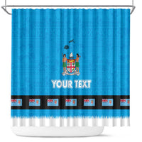Fiji Merry Christmas Shower Curtain Santa Suit Style With Tapa Tribal Pattern LT03 Blue - Polynesian Pride