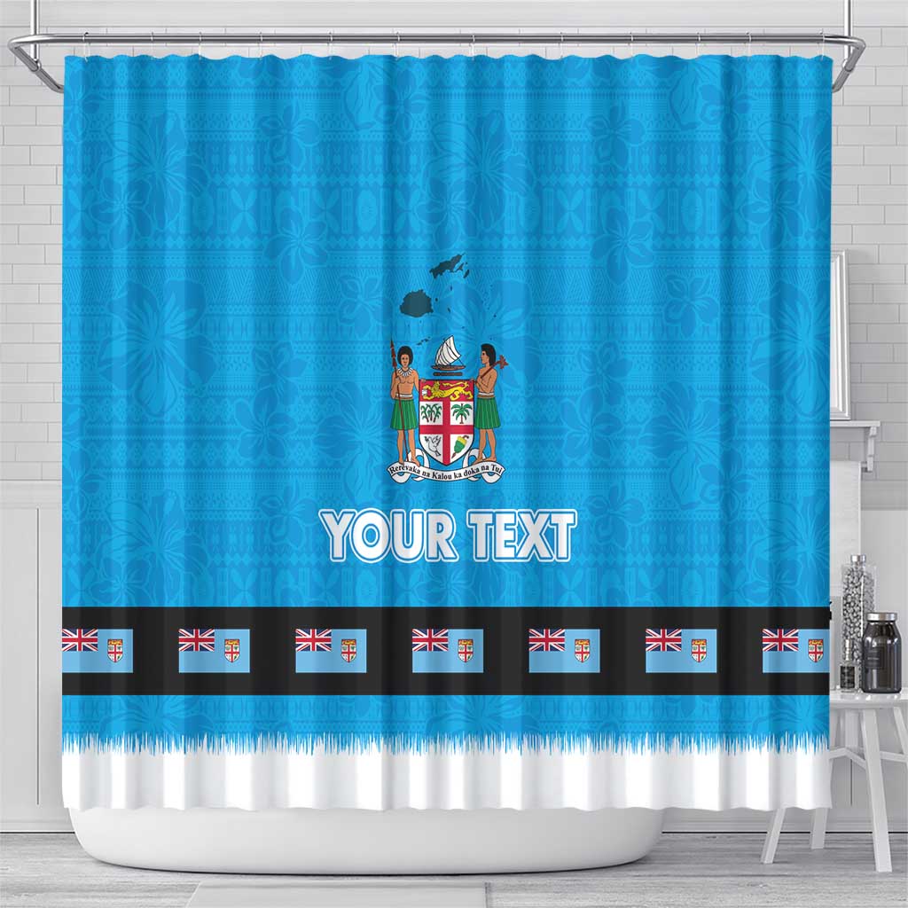 Fiji Merry Christmas Shower Curtain Santa Suit Style With Tapa Tribal Pattern LT03 - Polynesian Pride