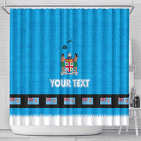 Fiji Merry Christmas Shower Curtain Santa Suit Style With Tapa Tribal Pattern LT03 - Polynesian Pride