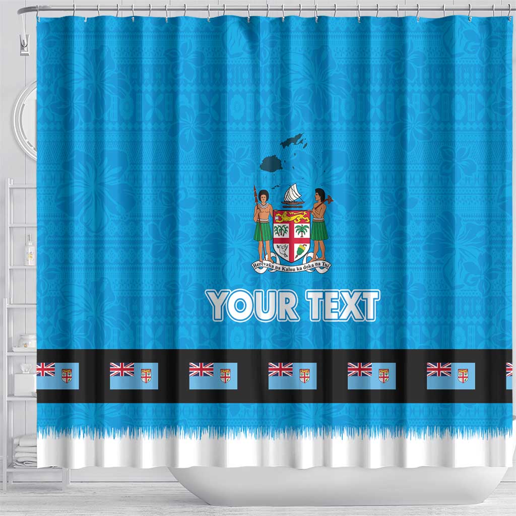 Fiji Merry Christmas Shower Curtain Santa Suit Style With Tapa Tribal Pattern LT03 - Polynesian Pride