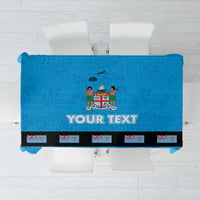 Fiji Merry Christmas Tablecloth Santa Suit Style With Tapa Tribal Pattern LT03 Blue - Polynesian Pride