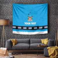 Fiji Merry Christmas Tapestry Santa Suit Style With Tapa Tribal Pattern LT03 Blue - Polynesian Pride
