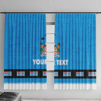 Fiji Merry Christmas Window Curtain Santa Suit Style With Tapa Tribal Pattern LT03 With Hooks Blue - Polynesian Pride