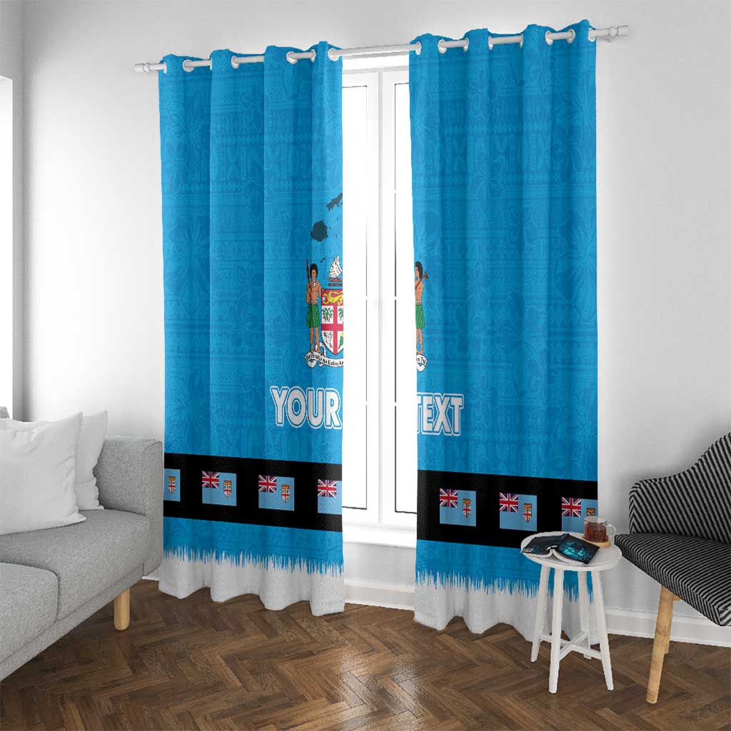 Fiji Merry Christmas Window Curtain Santa Suit Style With Tapa Tribal Pattern LT03 With Grommets Blue - Polynesian Pride