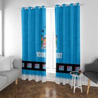 Fiji Merry Christmas Window Curtain Santa Suit Style With Tapa Tribal Pattern LT03 With Grommets Blue - Polynesian Pride