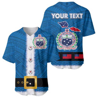Samoa Merry Christmas Baseball Jersey Santa Suit Style With Tatau Tattoo Pattern LT03 - Polynesian Pride