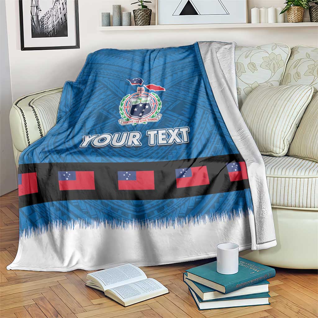 Samoa Merry Christmas Blanket Santa Suit Style With Tatau Tattoo Pattern LT03 Blue - Polynesian Pride