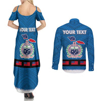 Samoa Merry Christmas Couples Matching Summer Maxi Dress and Long Sleeve Button Shirt Santa Suit Style With Tatau Tattoo Pattern LT03 - Polynesian Pride