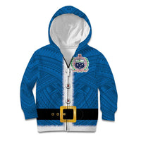 Samoa Merry Christmas Kid Hoodie Santa Suit Style With Tatau Tattoo Pattern LT03 Zip Hoodie Blue - Polynesian Pride