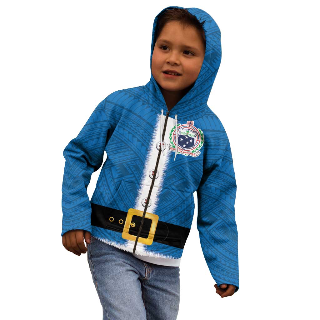 Samoa Merry Christmas Kid Hoodie Santa Suit Style With Tatau Tattoo Pattern LT03 - Polynesian Pride