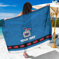 Samoa Merry Christmas Sarong Santa Suit Style With Tatau Tattoo Pattern LT03 One Size 44 x 66 inches Blue - Polynesian Pride